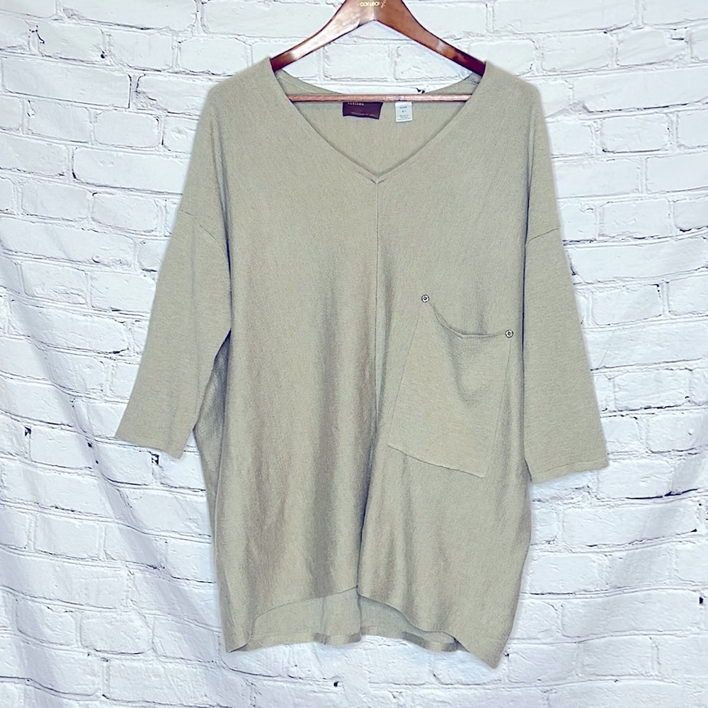 Kerisma Taupe Slouchy Long Sleeve Top with Pocket M/L Excellent Used Condition
